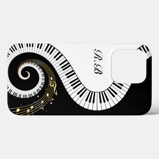 Monogram Piano Keys en Muzieknoten Case-Mate iPhone Case (Achterkant (horizontaal))