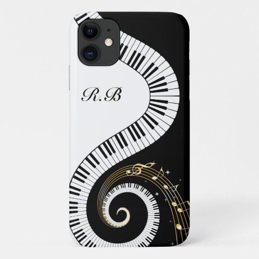 Monogram Piano Keys en Muzieknoten Case-Mate iPhone Case (Achterkant)