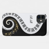 Monogram Piano Keys en Muzieknoten Case-Mate iPhone Case (Achterkant (horizontaal))