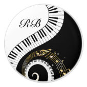 Monogram Piano Keys en Muzieknoten Keramische Knop (Voorkant)