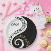 Monogram Piano Keys en Muzieknoten Papieren Bordje (Feest)