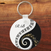 Monogram Piano Keys en Muzieknoten Sleutelhanger (Voorkant)