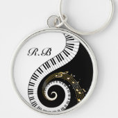 Monogram Piano Keys en Muzieknoten Sleutelhanger (Voorkant)