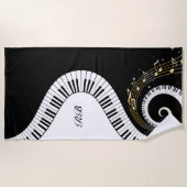 Monogram Piano Keys en Muzieknoten Strandlaken (Voorkant)