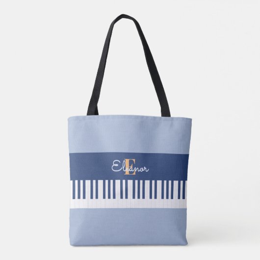 Monogram Piano Keys Muzikaal Toetsenbord Muziek Li Tote Bag (Achterkant)