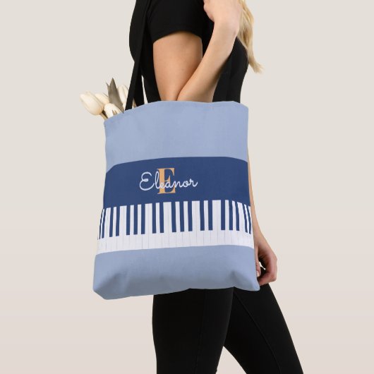 Monogram Piano Keys Muzikaal Toetsenbord Muziek Li Tote Bag (Dichtbij)