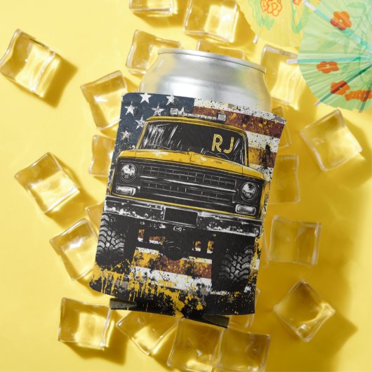 Monogram pick-up truck vlag grunge blikjeskoeler (Insitu Zomer)