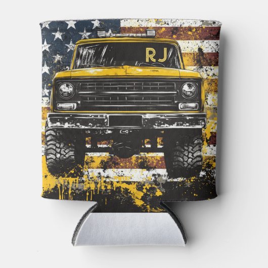 Monogram pick-up truck vlag grunge blikjeskoeler (Voorkant)