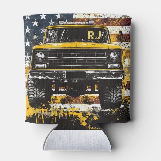 Monogram pick-up truck vlag grunge blikjeskoeler (Achterkant)