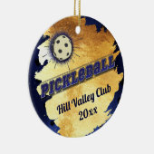 Monogram Pickle Ball Starburst Elegant Faux Gold Keramisch Ornament (Rechts)