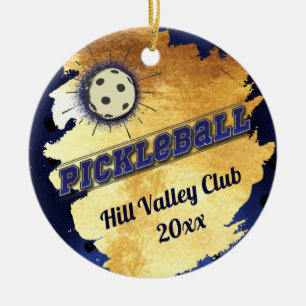 Monogram Pickle Ball Starburst Elegant Faux Gold Keramisch Ornament
