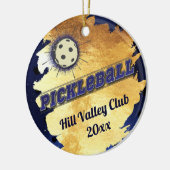 Monogram Pickle Ball Starburst Elegant Faux Gold Keramisch Ornament (Links)