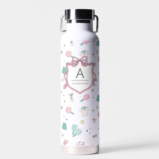 Monogram Pickleball Cadeau voor Haar Waterfles (Voorkant)