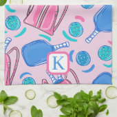 Monogram Pickleball Pink Preppy Theedoek (Gevouwen)