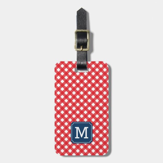 Monogram Picnic Red Gingham en Blue Bagagelabel (Voorkant verticaal)