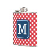 Monogram Picnic Red Gingham Name personaliseren Heupfles (Links)
