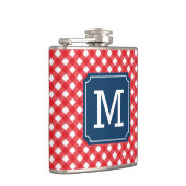 Monogram Picnic Red Gingham Name personaliseren Heupfles (Rechts)