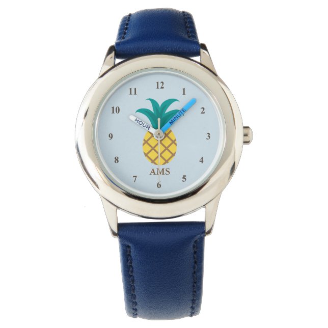 Monogram Pineappel Kinder Blauw Horloge (Voorkant)