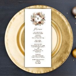 Monogram Pinecone Winter Krans Kerstfeest Menu