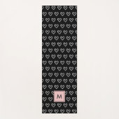Monogram Pink and Black Heart Pattern  Yogamat (Voorkant)