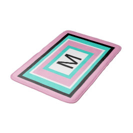 Monogram Pink Black Turquoise Geometric Badmat