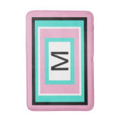 Monogram Pink Black Turquoise Geometric Badmat (Voorkant Verticaal)