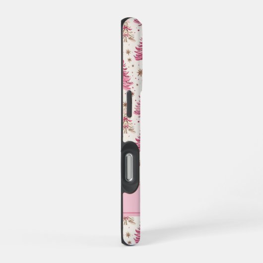 Monogram Pink Christmas Tree Phone Case iPhone Hoesje (Rechterkant)