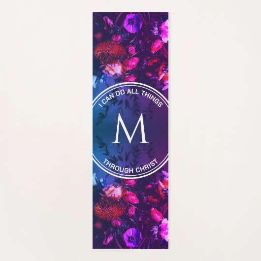 Monogram | PINK  | Floral Bouquet Yogamat (Voorkant)