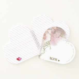 Monogram Pink & Gold Abstract and Heart Notitieboek
