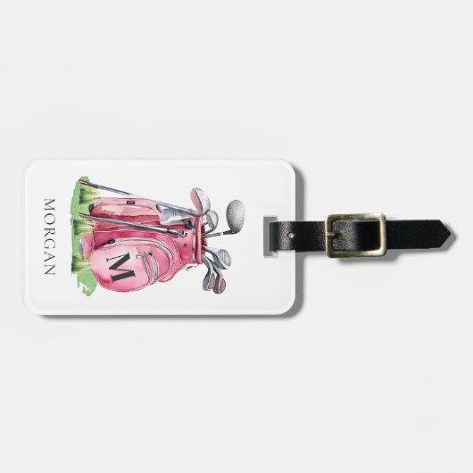Monogram Pink Golf Bag Bagagelabel (Voorkant horizontaal)