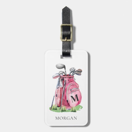 Monogram Pink Golf Bag Bagagelabel (Voorkant verticaal)