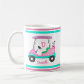 Monogram Pink Leather Elegant Golf Cart Name Koffiemok (Links)