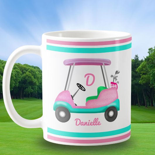 Monogram Pink Leather Elegant Golf Cart Name Koffiemok