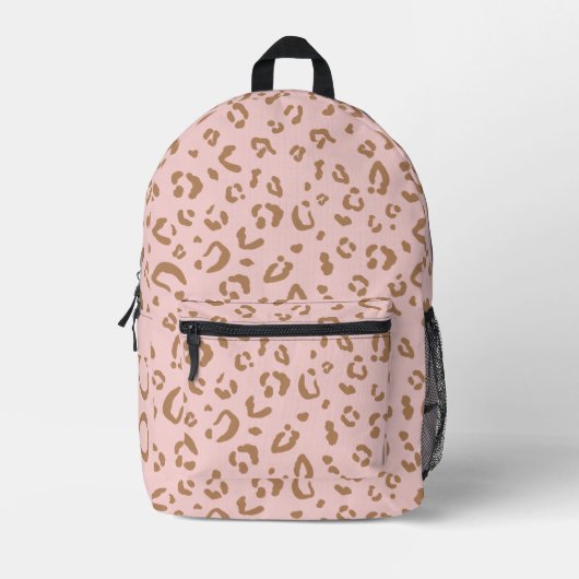 Monogram Pink Leopard Pattern Cute Girly Girls Bedrukte Rugzak (Voorkant)