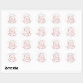Monogram Pink Rose This Book Belongs to Bookplate Ronde Sticker (Vel)