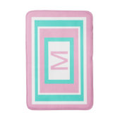 Monogram Pink Turquoise Geometric Badmat (Voorkant Verticaal)
