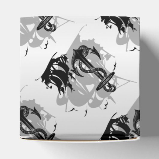 Monogram Pirate Ship & Anchor Cube Favor Box 2 Bedankdoosjes (Bovenkant)