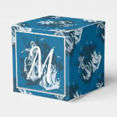 Monogram Pirate Ship & Anchor Cube Favor Box 3 Bedankdoosjes (Voorkant Zijde)