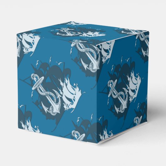 Monogram Pirate Ship & Anchor Cube Favor Box 3 Bedankdoosjes (Achterkant)