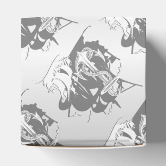 Monogram Pirate Ship & Anchor Cube Favor Box 4 Bedankdoosjes (Bovenkant)