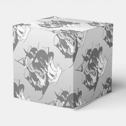 Monogram Pirate Ship & Anchor Cube Favor Box 4 Bedankdoosjes (Achterkant)