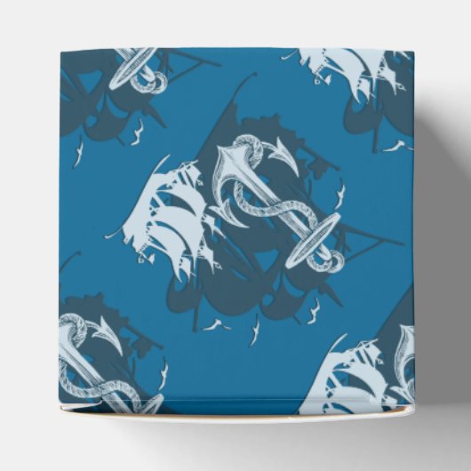 Monogram Pirate Ship & Anchor Cube Favor Box 6 Bedankdoosjes (Bovenkant)