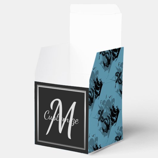 Monogram Pirate Ship & Anchor Cube Favor Box 7 Bedankdoosjes (Geopend)
