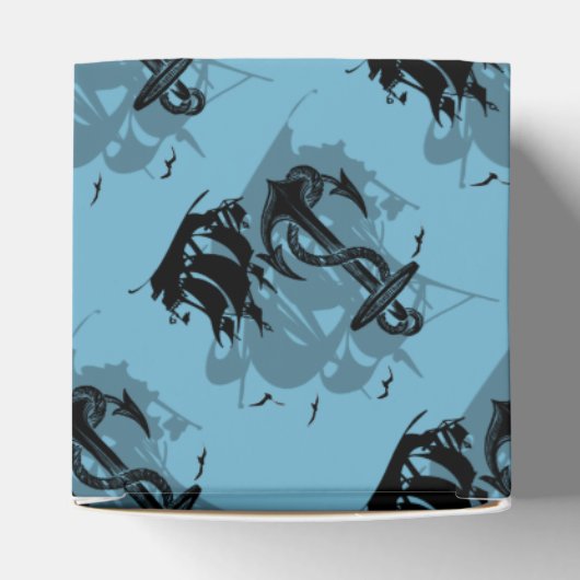 Monogram Pirate Ship & Anchor Cube Favor Box Bedankdoosjes (Bovenkant)