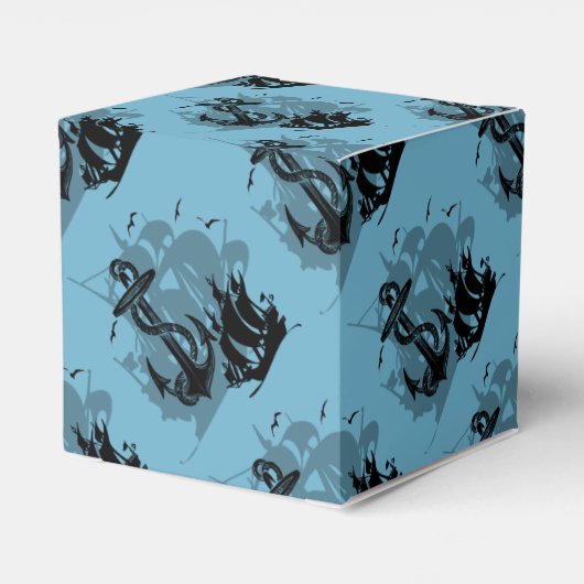 Monogram Pirate Ship & Anchor Cube Favor Box Bedankdoosjes (Achterkant)