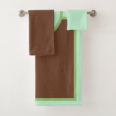 Monogram Pistache Groen Bruin Handdoek Set (Insitu)