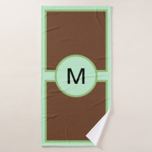 Monogram Pistache Groen Bruin Handdoek Set