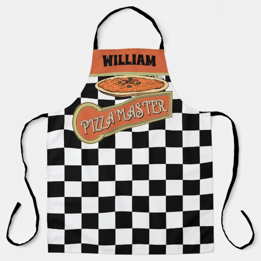 Monogram Pizza master Cool  geruit Schort (Voorkant)