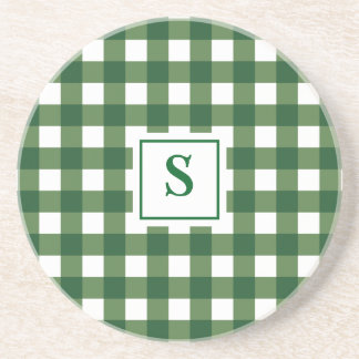 Monogram Plaid Gingham Sandstone Onderzetter