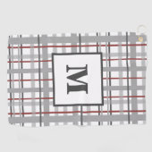Monogram Plaid Grijs Zilver Rood Gift Voor Hem Golfhanddoek (Horizontaal)